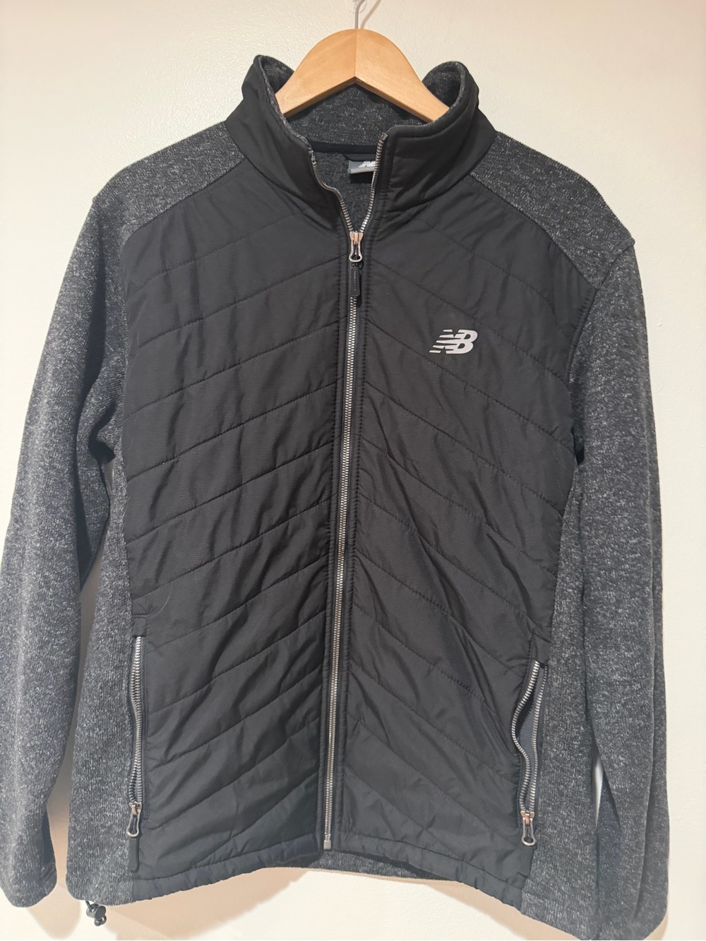 New Balance Black & Gray Quilted Performance Full-Zip Jacket